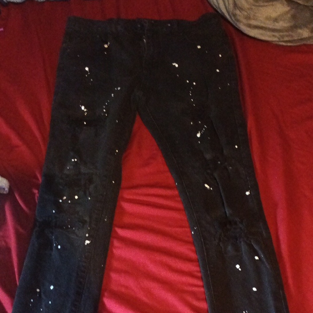 Society Black Jeans with Silver Zipper